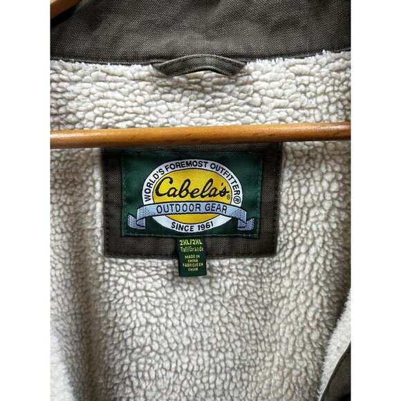 Cabelas Jacket Men 2XLarge Brown Sherpa Lined Cotton Collar Full Zip Heavy Work - Picture 8 of 13